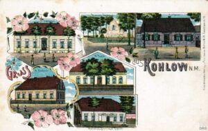 Przedwojenny Kohlow na pocztówce litograficznej